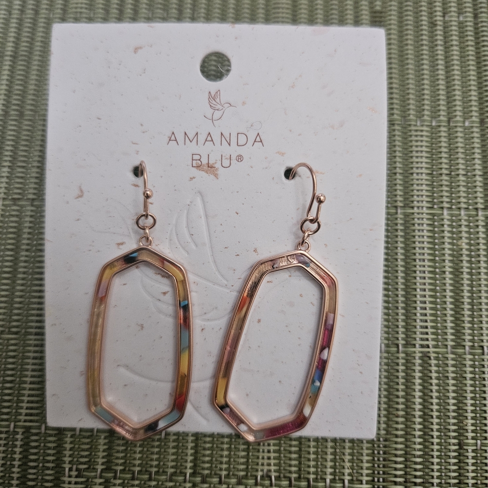 Amanda Blu Rose Gold Hexagon Drop Multicolor Earrings